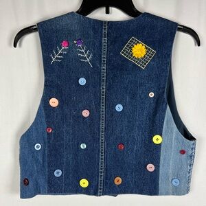 Vintage hand-embroidered denim vest | no size tag